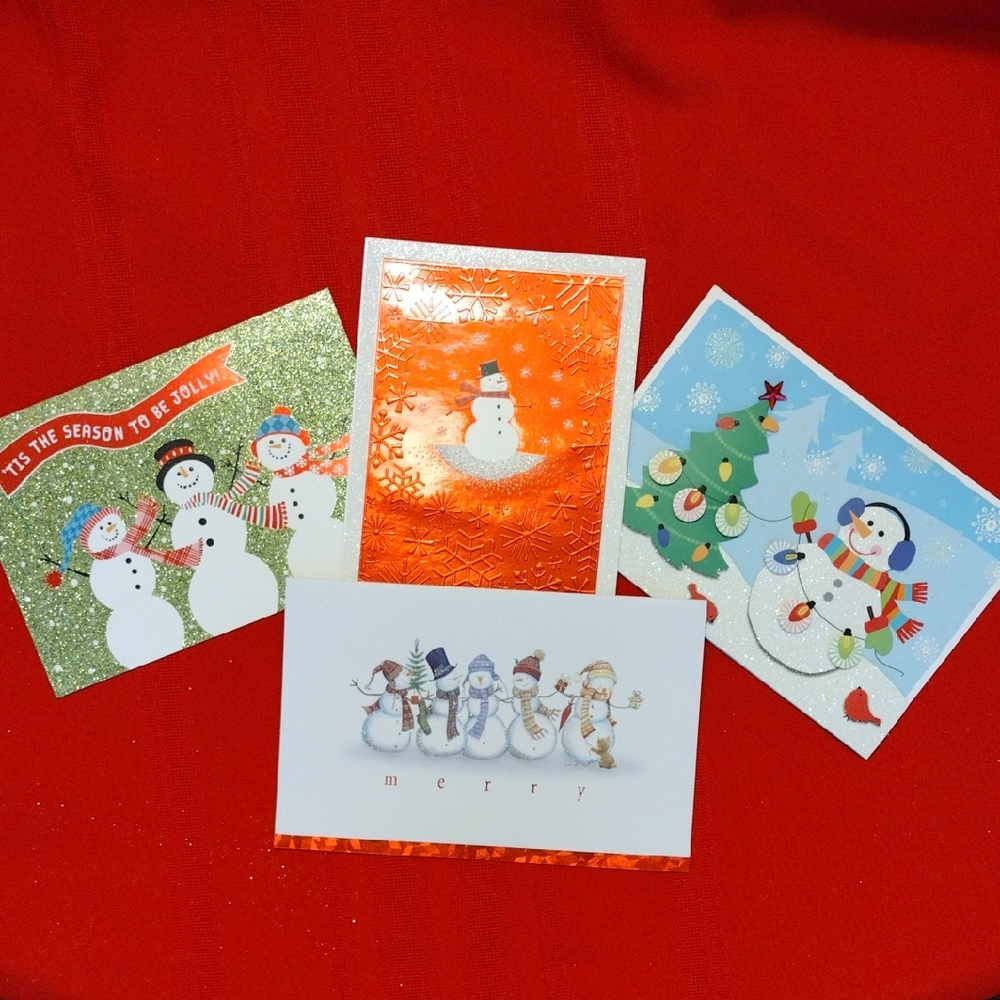 Assorted Sparkly Snowmen Themed Cards